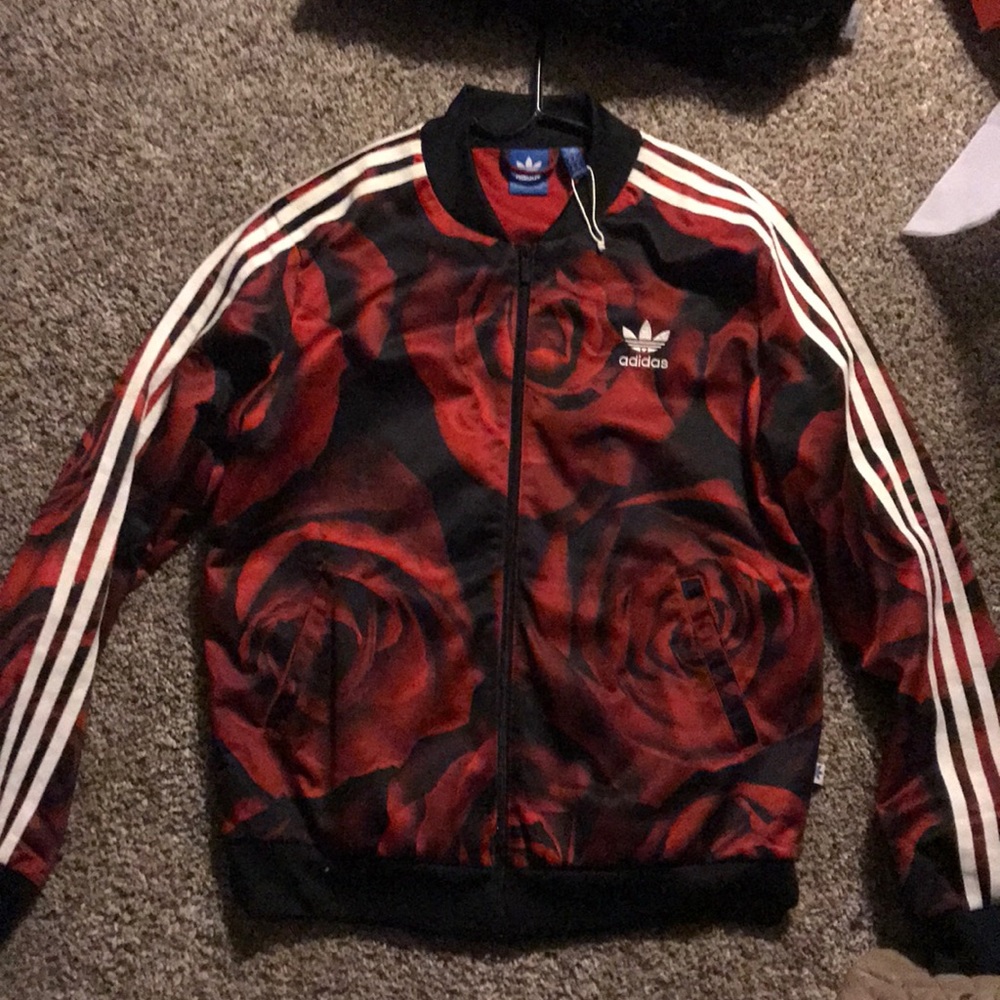 Adidas red roses track jacket